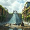 Diamond Painting Louvre: Kunst ontmoet de natuur voorbeeldafbeelding van het volledige ontwerp