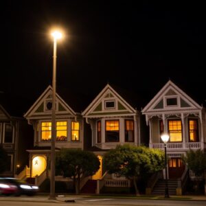 Diamond Painting Painted Ladies: Nostalgie in het donker voorbeeldafbeelding van het volledige ontwerp