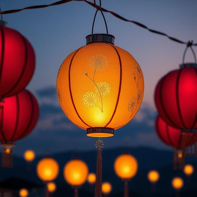 Diamond Painting Romantische Lampionnen voorbeeldafbeelding van het volledige ontwerp