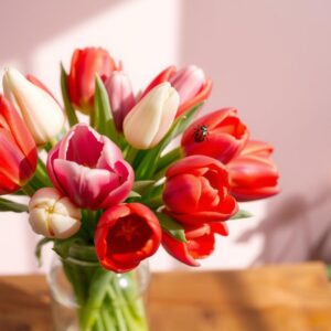 Diamond Painting Romantische Tulpen in Vaas voorbeeldafbeelding van het volledige ontwerp