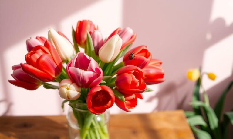 Diamond Painting Romantische Tulpen in Vaas voorbeeldafbeelding van het volledige ontwerp