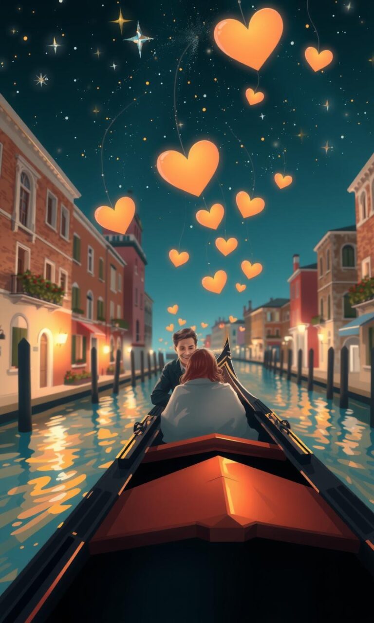 Diamond Painting Romantische gondelvaart Venetië bij nacht voorbeeldafbeelding van het volledige ontwerp