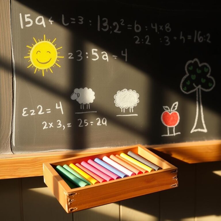 Diamond Painting Schoolbord met kleurrijke krijtjes voorbeeldafbeelding van het volledige ontwerp