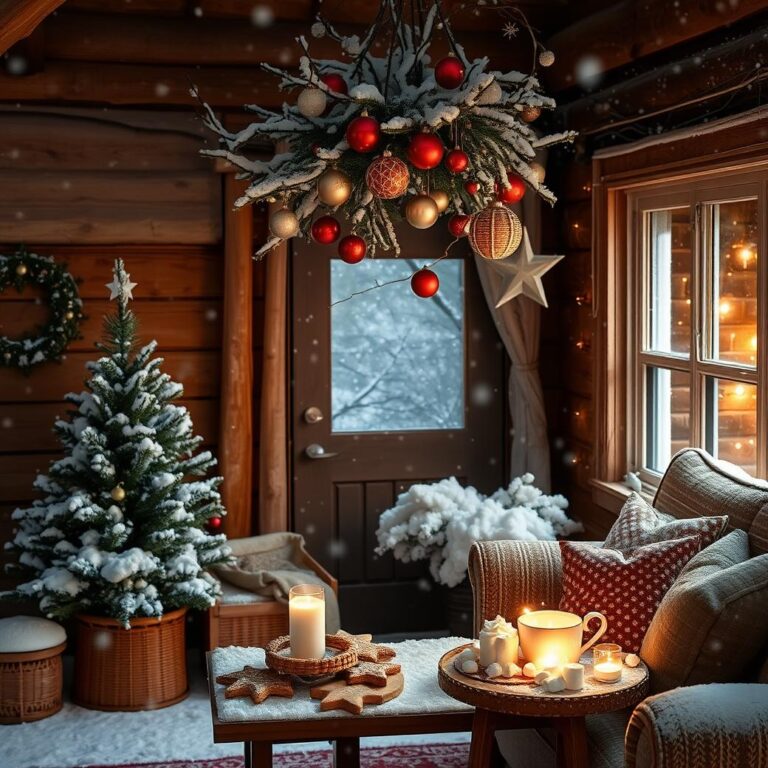 Diamond Painting Sfeervolle kerstboom door het raam voorbeeldafbeelding van het volledige ontwerp