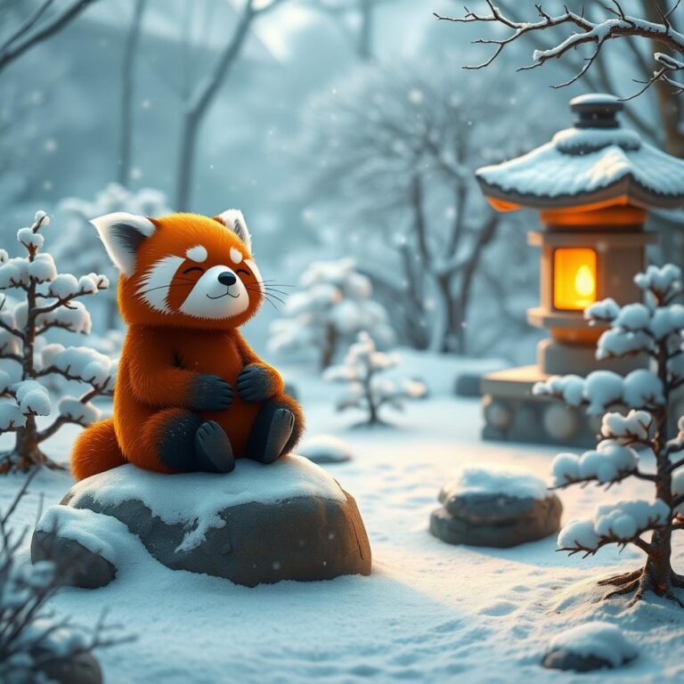 Diamond Painting Zen in de sneeuwtuin voorbeeldafbeelding van het volledige ontwerp