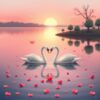 Diamond Painting Zwaan met hart op water voorbeeldafbeelding van het volledige ontwerp