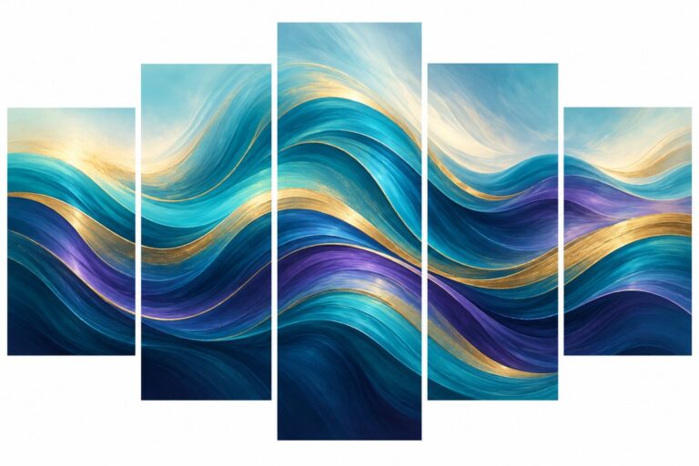 Diamond Painting 5-Luiks – Abstracte Golven voorbeeldafbeelding van het volledige ontwerp