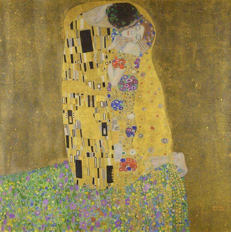 Diamond Painting De Kus (Klimt) voorbeeldafbeelding van het volledige ontwerp