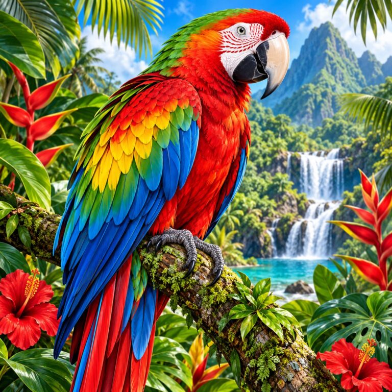 Diamond Painting Kleurrijke Papegaai voorbeeldafbeelding van het volledige ontwerp