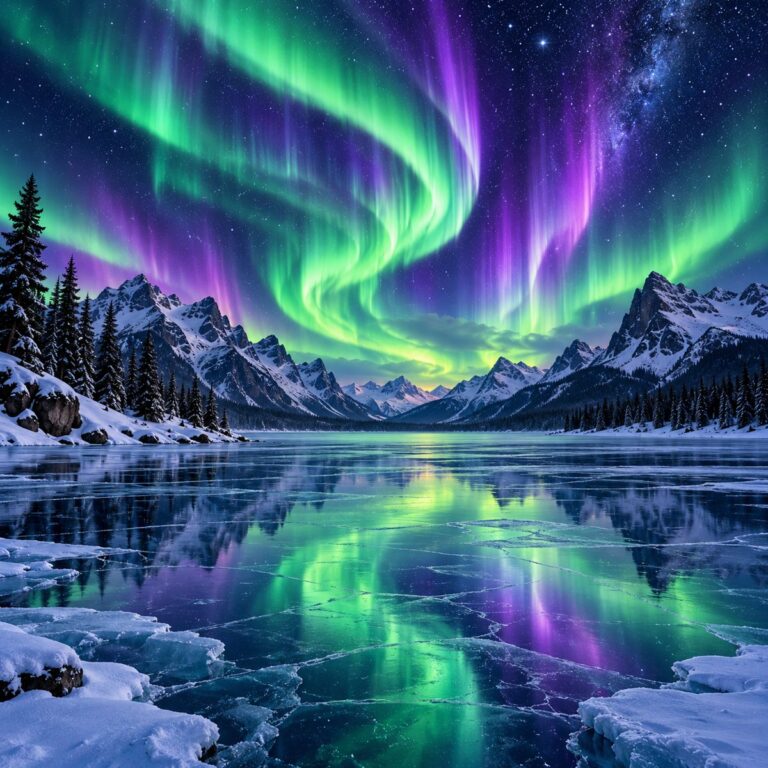 Diamond Painting Noorderlicht Aurora voorbeeldafbeelding van het volledige ontwerp