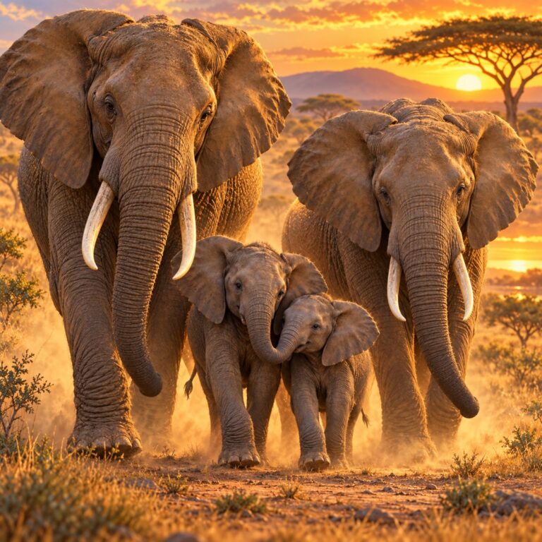 Diamond Painting Olifant Familie voorbeeldafbeelding van het volledige ontwerp