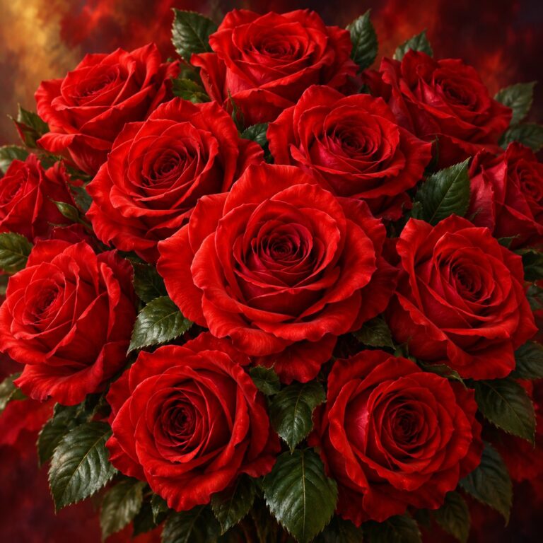 Diamond Painting Rode Rozen Boeket voorbeeldafbeelding van het volledige ontwerp