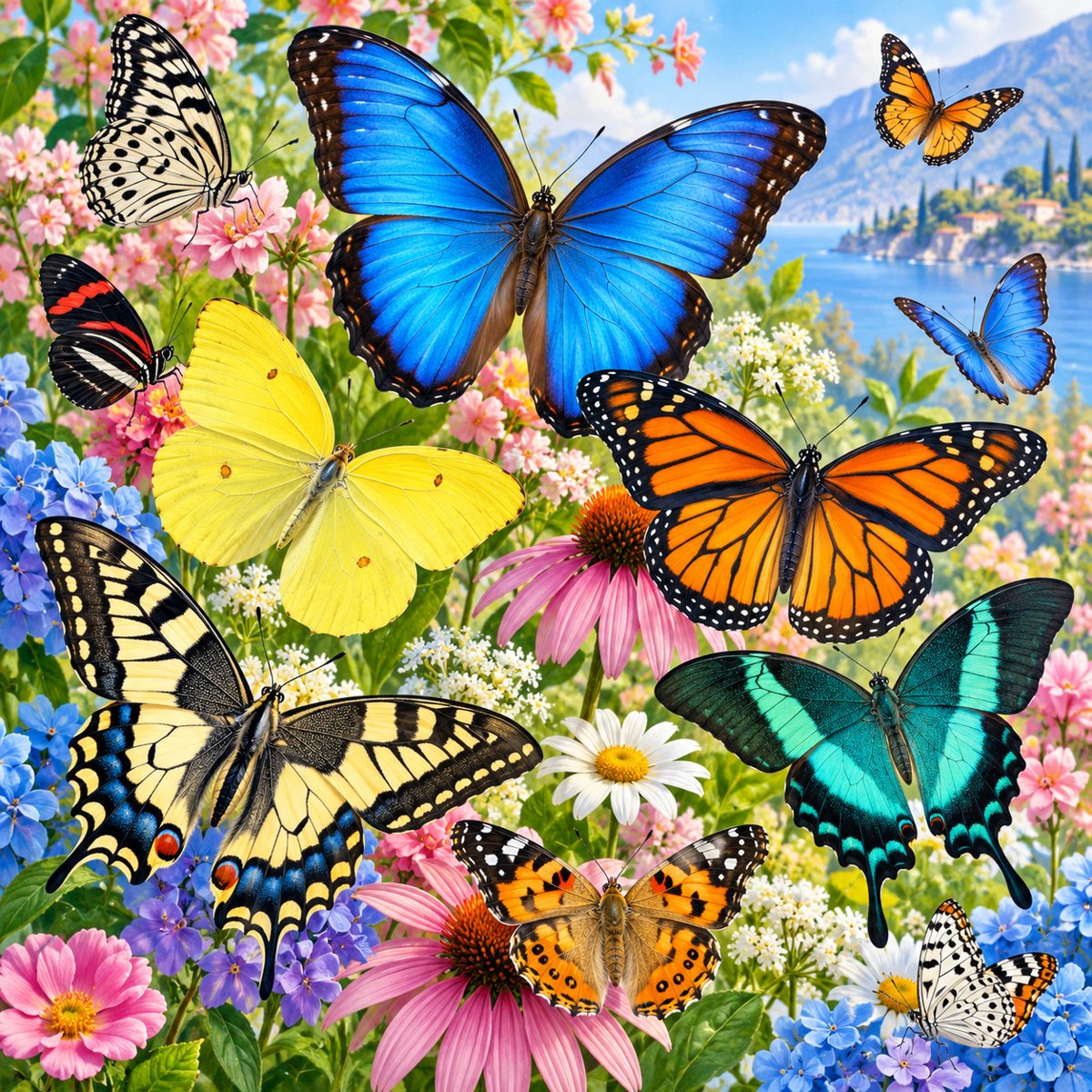 Diamond Painting Vlinder Collectie voorbeeldafbeelding van het volledige ontwerp