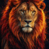Rode leeuw met vurige manen als diamond painting ontwerp