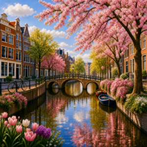 Normale artwork preview zonder diamond painting textuur van Amsterdamse Bloesemgracht