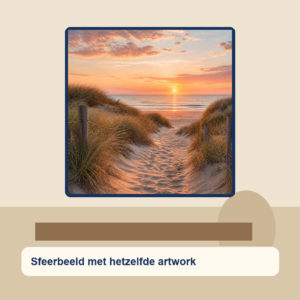 Diamond painting pakket duinpad bij zonsondergang met hoofdbeeld en sfeerbeelden sfeerbeeld