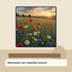 Diamond painting pakket hollandse weide met klaprozen met hoofdbeeld en sfeerbeelden sfeerbeeld