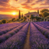 Diamond painting pakket lavendelveld in de provence met hoofdbeeld en sfeerbeelden