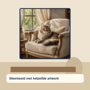 Diamond painting pakket lezende kat bij regenraam met hoofdbeeld en sfeerbeelden sfeerbeeld