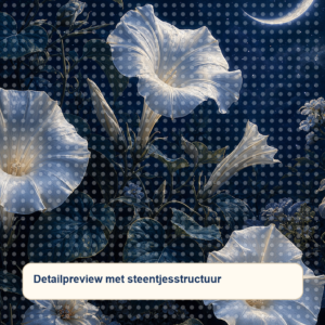 Diamond painting pakket maanbloemen in nachttuin met hoofdbeeld en sfeerbeelden detailpreview