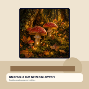 Diamond painting pakket paddenstoelenbos met lichtjes met hoofdbeeld en sfeerbeelden sfeerbeeld