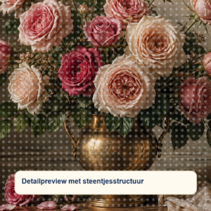 Diamond painting pakket rozenstilleven in koper met hoofdbeeld en sfeerbeelden detailpreview