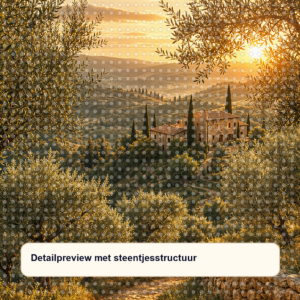 Diamond painting pakket toscaanse olijfgaard met hoofdbeeld en sfeerbeelden detailpreview