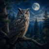 Diamond painting pakket uil in maanbos met hoofdbeeld en sfeerbeelden