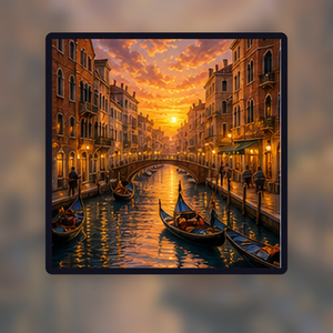 Diamond painting pakket venetiaans kanaal bij zonsondergang met hoofdbeeld en sfeerbeelden sfeerbeeld