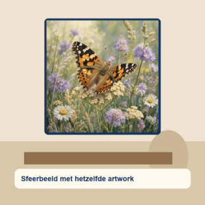 Diamond painting pakket vlinder in zomerse bloemen met hoofdbeeld en sfeerbeelden sfeerbeeld
