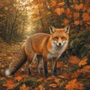 Diamond painting pakket vos in koperkleurig herfstbos met hoofdbeeld en sfeerbeelden