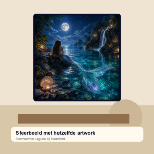 Diamond painting pakket zeemeermin lagune bij maanlicht met hoofdbeeld en sfeerbeelden sfeerbeeld