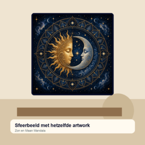 Diamond painting pakket zon en maan mandala met hoofdbeeld en sfeerbeelden sfeerbeeld