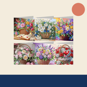 Wenskaarten met bloemen, set van 6