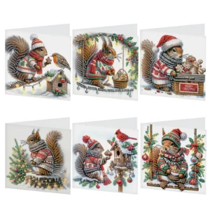 Kerstkaarten met eekhoorns, set van 6