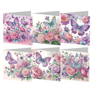 Bedankkaarten met bloemen, set van 6