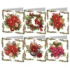 Zes diamond painting wenskaarten met rode bloemen
