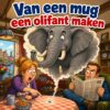 Cartoon van een vrouw die naar een mug wijst terwijl daaruit een enorme olifant groeit, met de tekst Van een mug een olifant maken