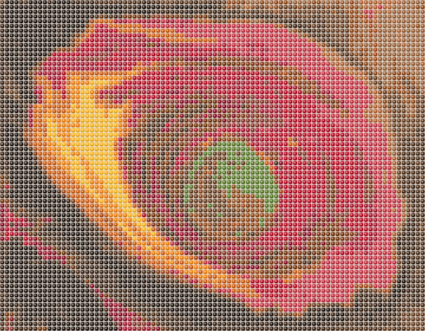 Het kosmische ovaal van Alireza Ghorbani als diamond painting, 90 bij 70 steentjes in 19 DMC-kleuren