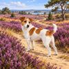 Ontwerp voor diamond painting: jack russell op de heide