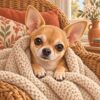 Ontwerp voor diamond painting: chihuahua onder een wollen deken