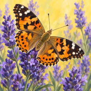 Ontwerp voor diamond painting: vlinder op lavendel