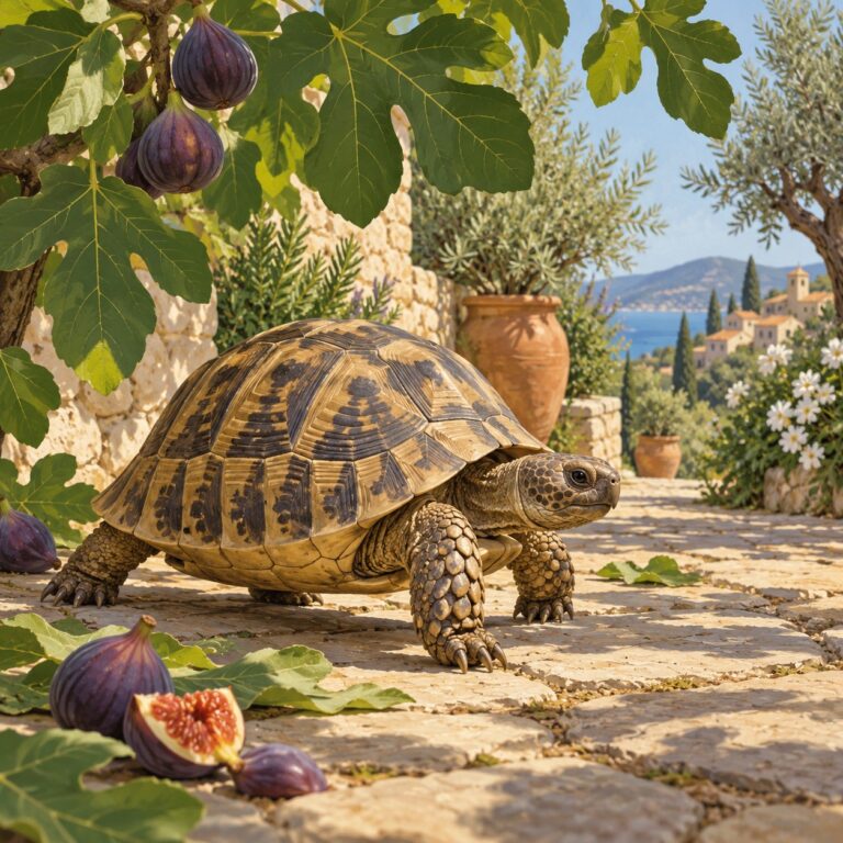 Ontwerp voor diamond painting: landschildpad onder een vijgenboom