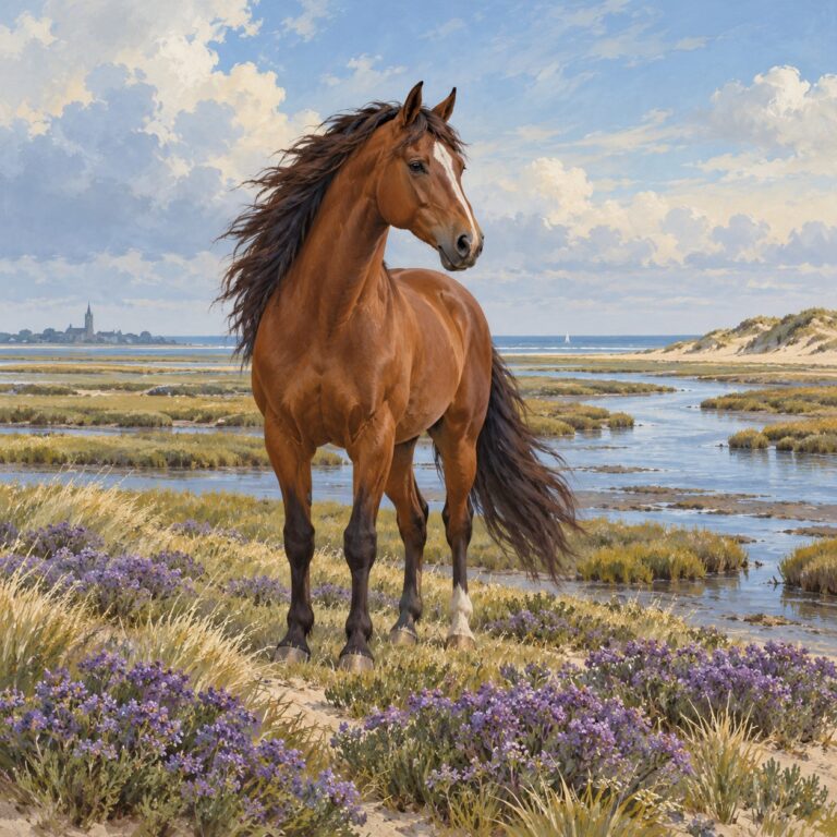 Ontwerp voor diamond painting: paard op de kwelder