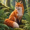 Ontwerp voor diamond painting: vos tussen groene varens