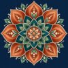 Ontwerp voor diamond painting: mandala koper en lotusgroen