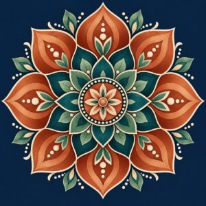 Ontwerp voor diamond painting: mandala koper en lotusgroen