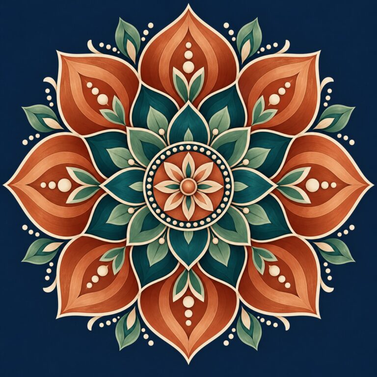 Ontwerp voor diamond painting: mandala koper en lotusgroen