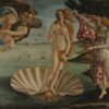 De geboorte van Venus van Sandro Botticelli: Venus staat op een schelp in zee, links twee windgoden, rechts een vrouw met een mantel