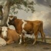 De stier van Paulus Potter: een jonge stier in de wei bij een boom, met een koe, schapen en een boer